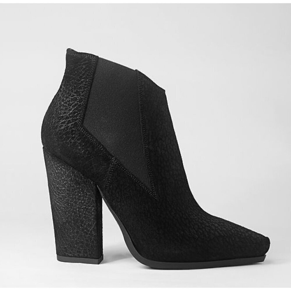 Allsaints suede block heels booties, black, Size 38